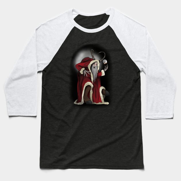 Krampus Christmas Baseball T-Shirt by Creativv Arts